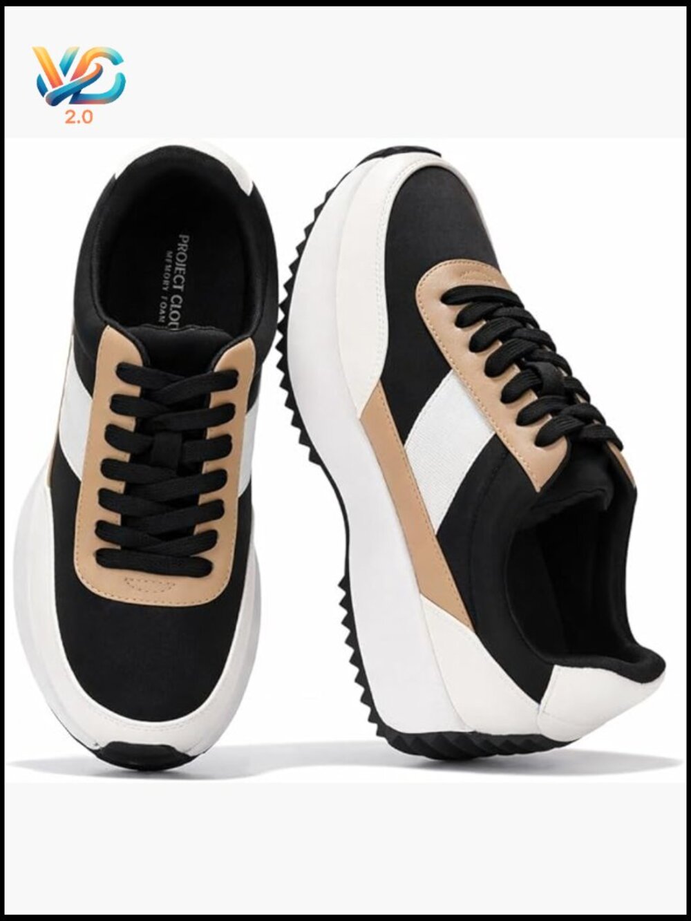 Memory Foam Lightweight Fashion Sneakers - Non-Slip Lace Up Trendy Shoes